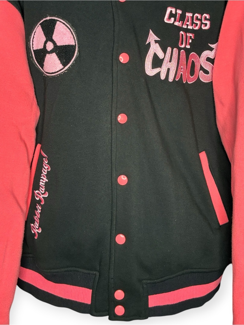 PUNKALOPI 2X Mugi Mart Creator Merch Bomber Jacket Rabbit “Class of Chaos” Pink - Picture 3 of 10